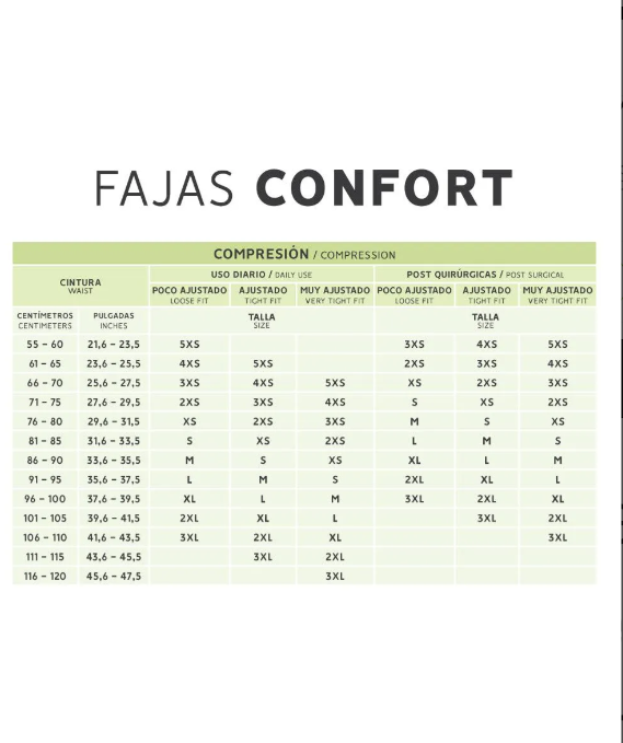 Fajas para recuperación postoperatoria.